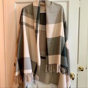 NWOT J. Crew Plaid Fringe Wrap